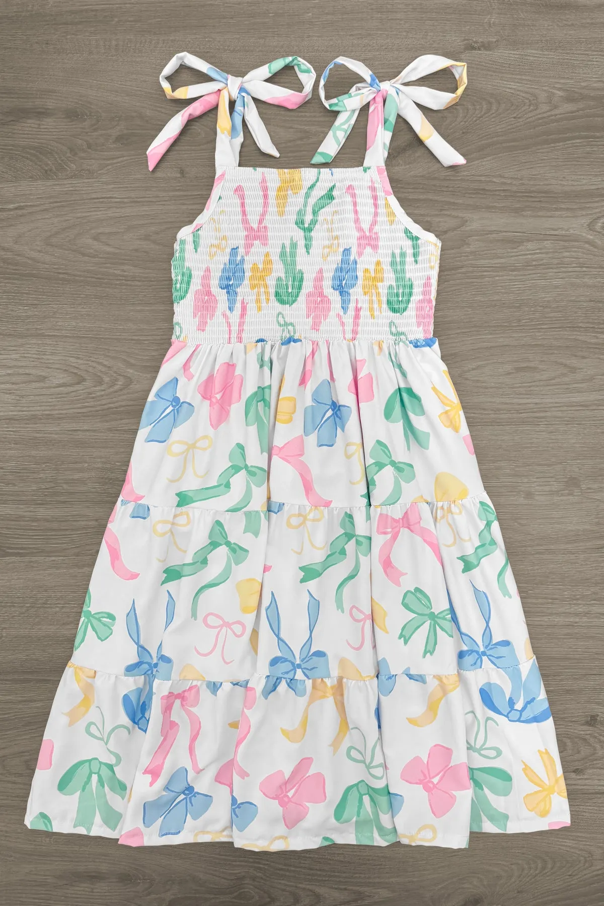 Mom & Me - Pastel Bows Ruffle Dress