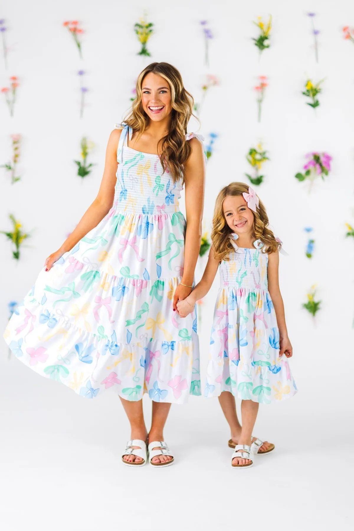 Mom & Me - Pastel Bows Ruffle Dress