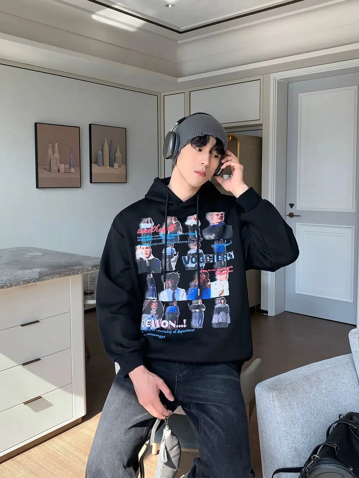 Multi-Character Print Hooded Sweatshirt