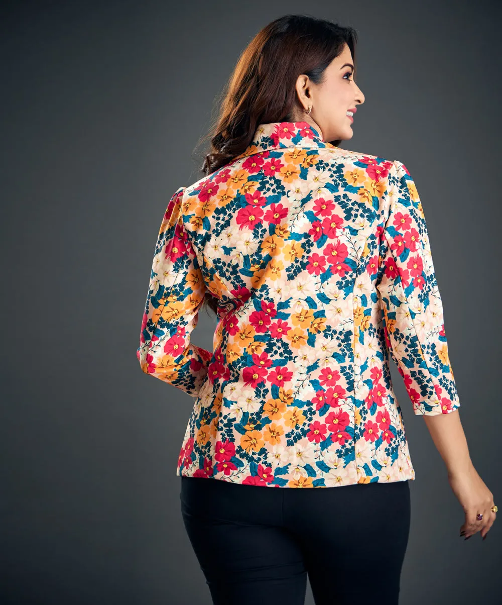 Multi Colored Summer Printed Blazer