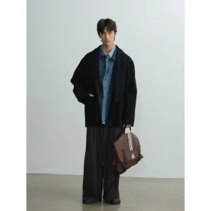 Navy Double-Breasted Wool Blazer