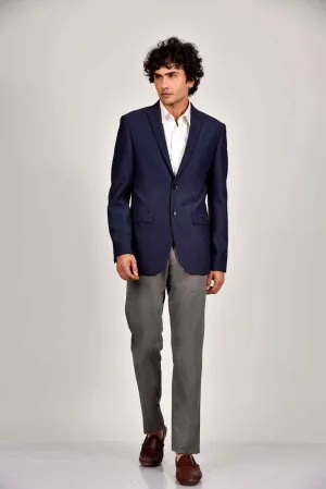 Navy Knitted Blazer with Stretch