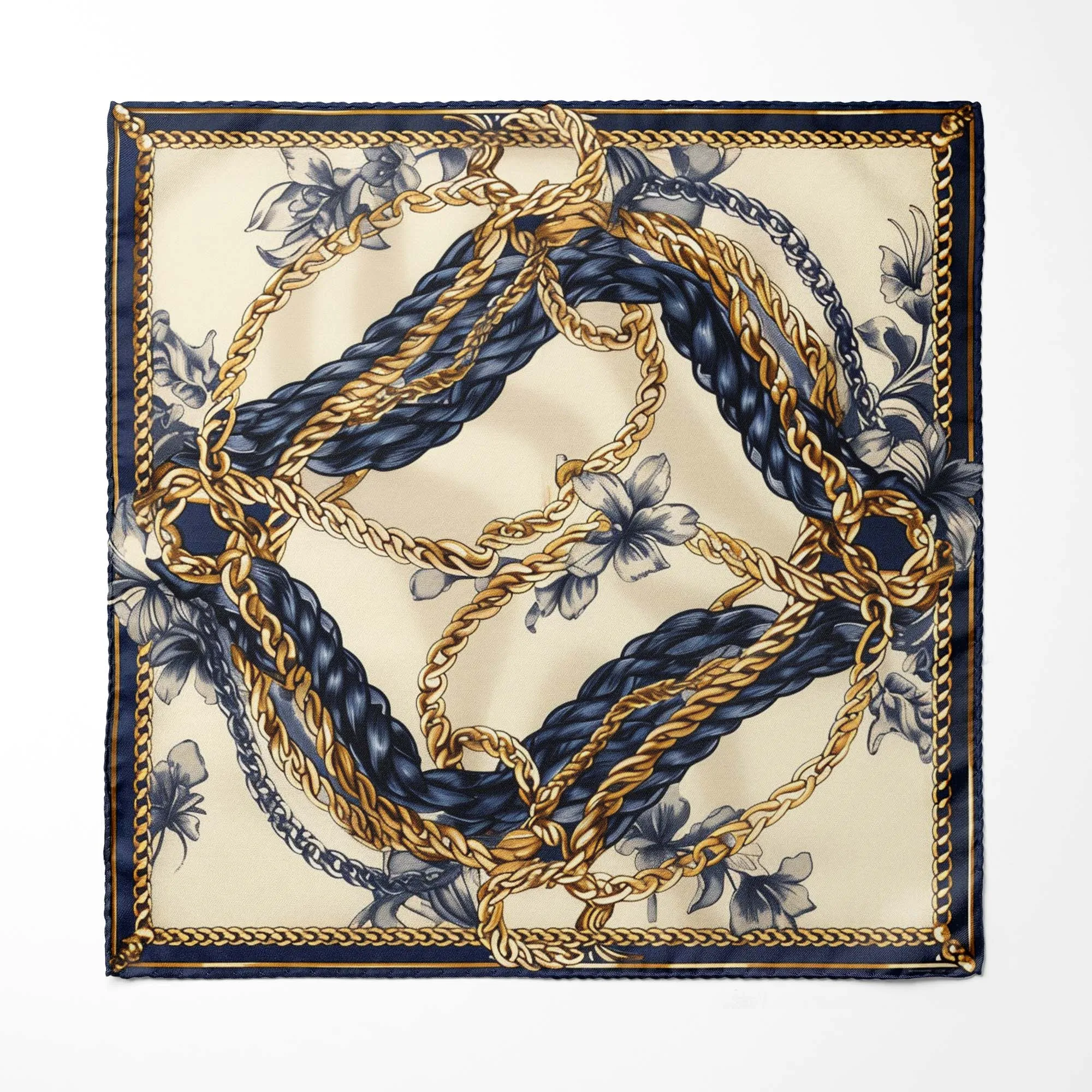 NEW BELT CHAIN SILK POCKET SQUARE