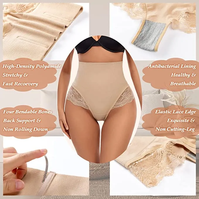 New SURE YOU LIKE Tummy Control Thong Shapewear for Women Sexy Lace Underwear Seamless Body Shaper Panties, Sz L/XL