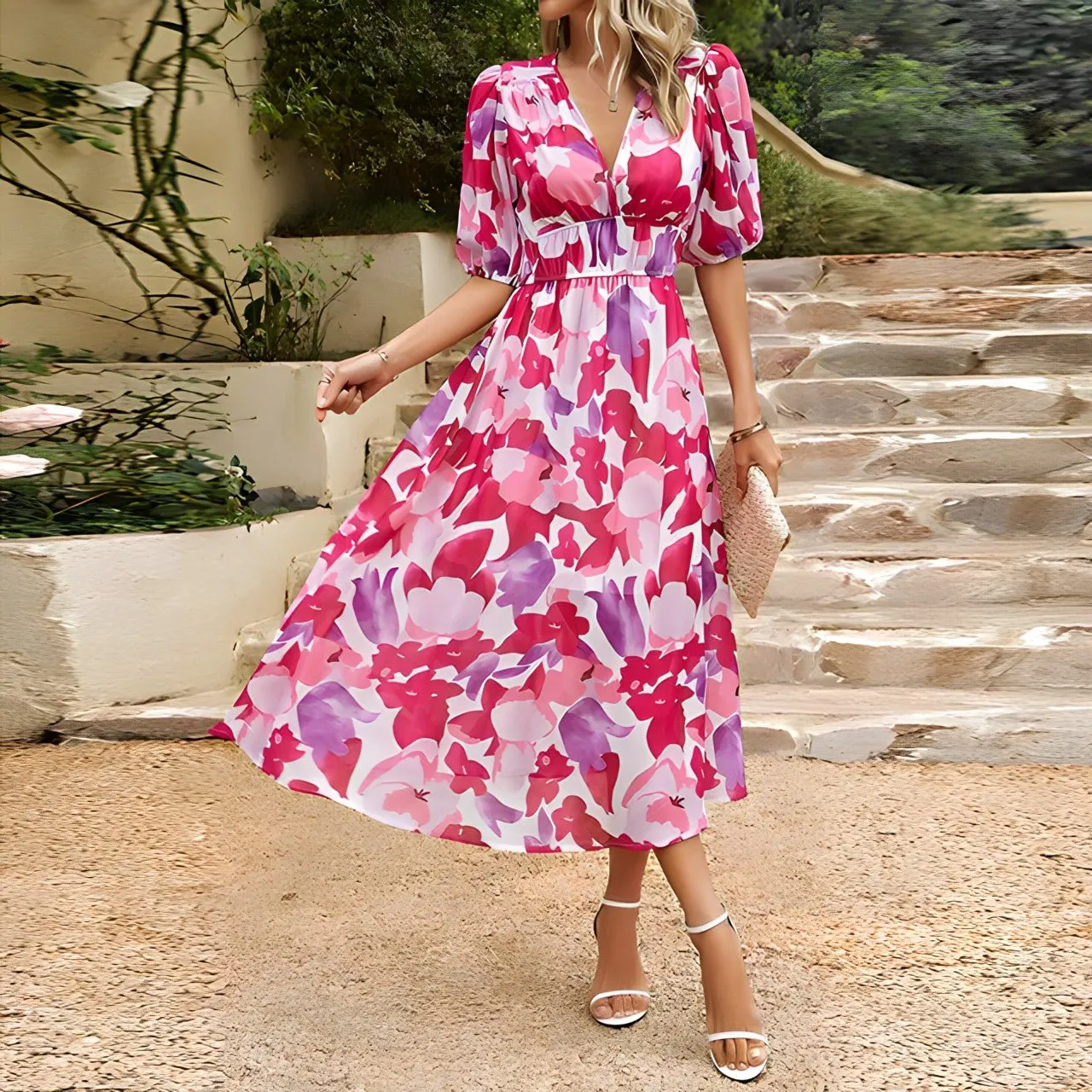 Norah - Stylish V Neck Cut Woman's Summer Dress