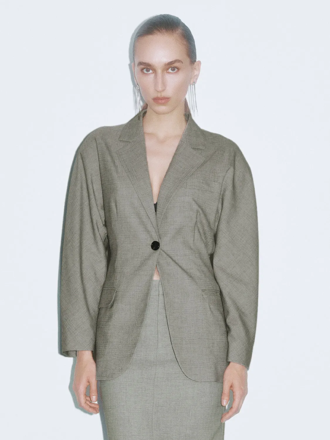 Notched Collar Button Up Blazers