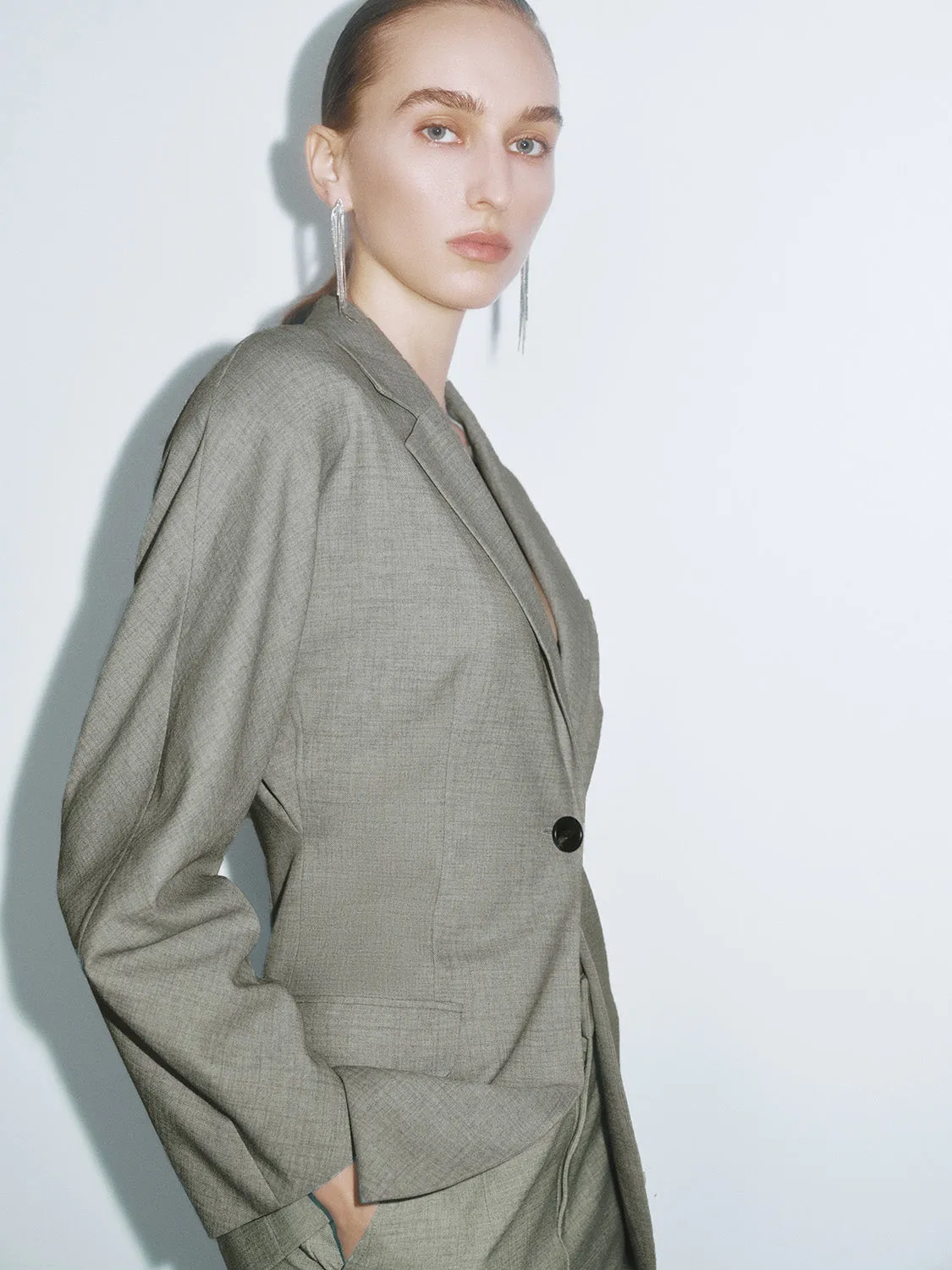Notched Collar Button Up Blazers
