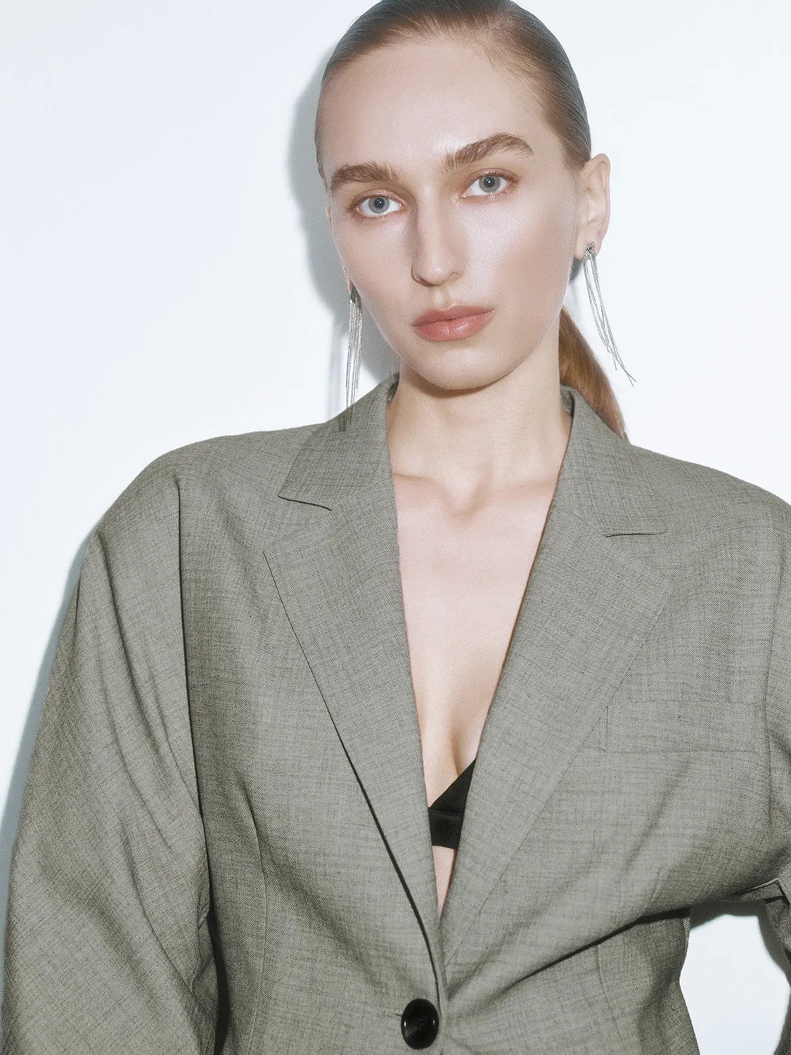 Notched Collar Button Up Blazers