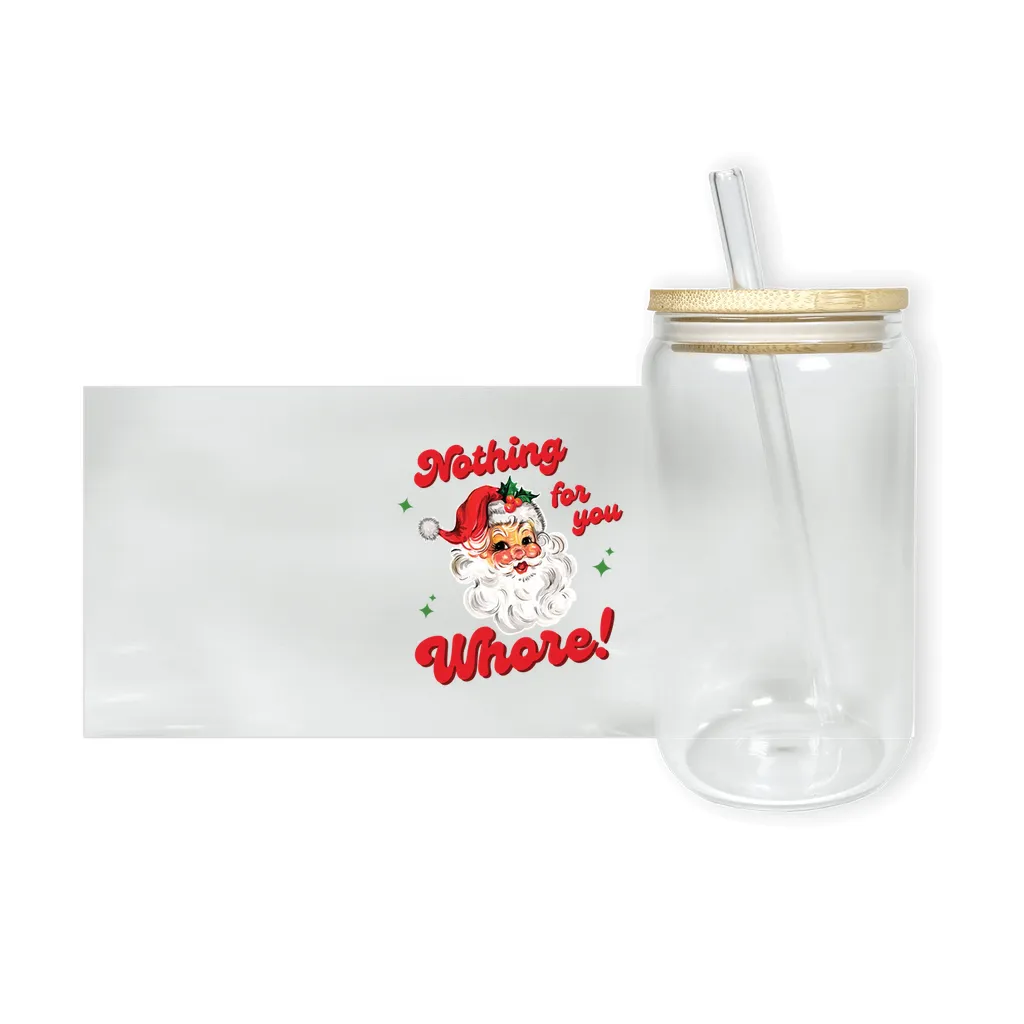 Nothing for You Whore, Boo You Whore, Funny Christmas Glass, Rude Holiday Gifts, Can Shaped Glass, Trendy Glass Cup