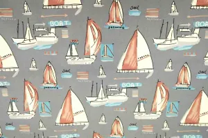 NP: Grey Boats Patchwork Fabric