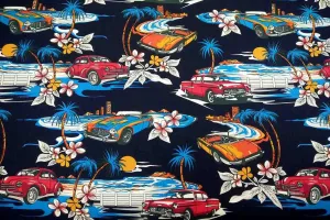 NP: Navy Dream Cars Patchwork Fabric