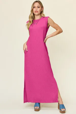 Oaklynn Full Size Texture Mock Neck Sleeveless Maxi Dress