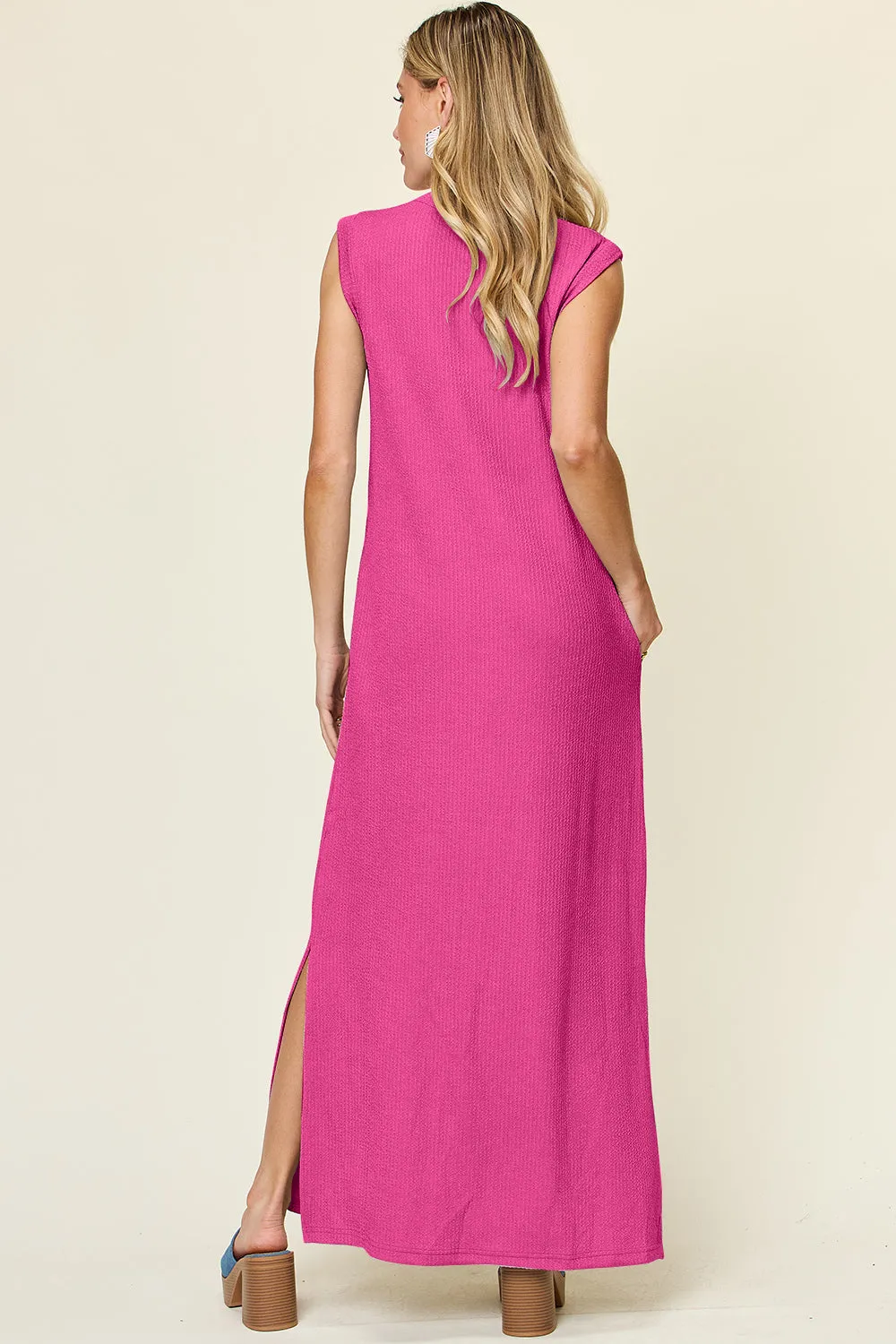 Oaklynn Full Size Texture Mock Neck Sleeveless Maxi Dress