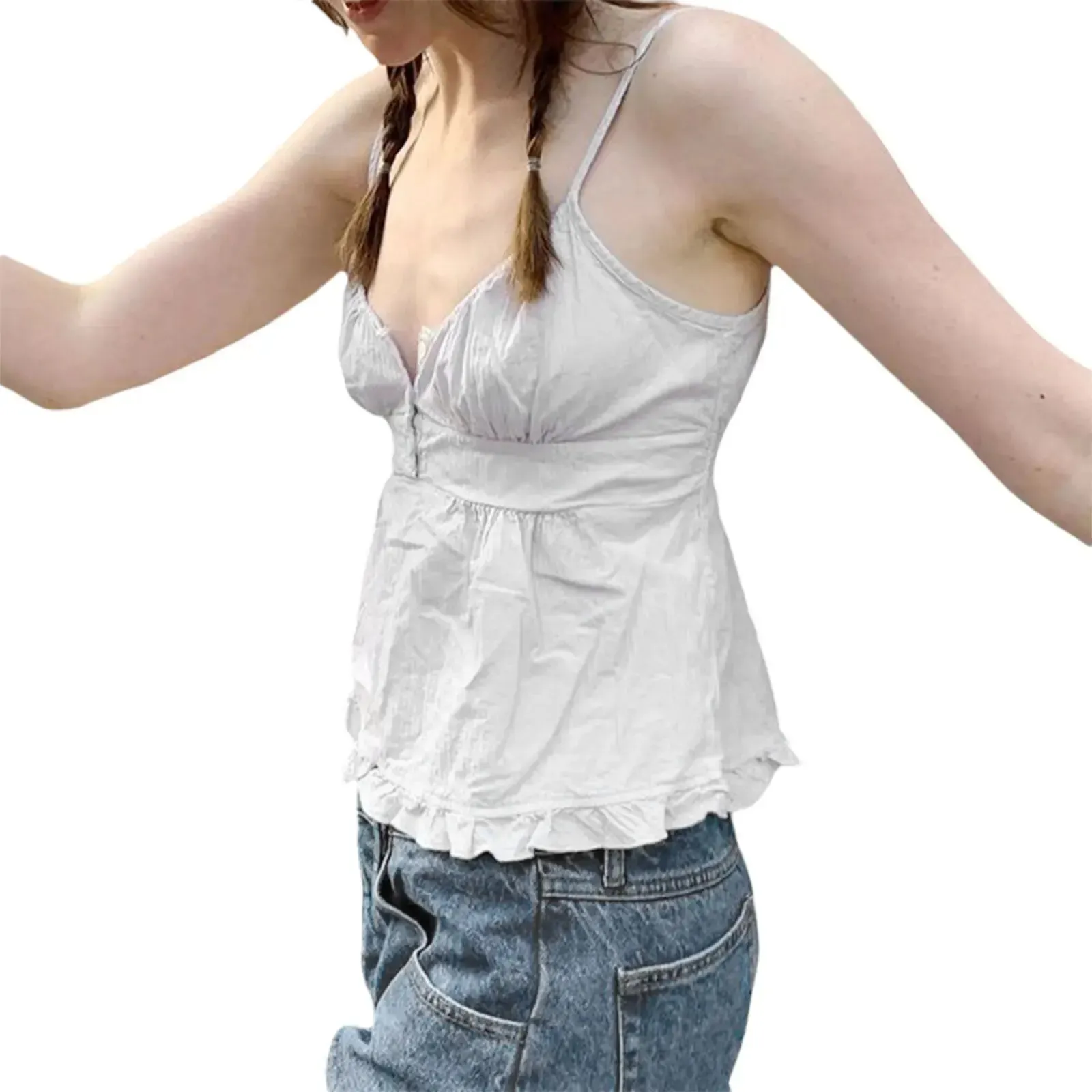 Obsidian Phoenix Retro Kawaii Ruffle Crop Top