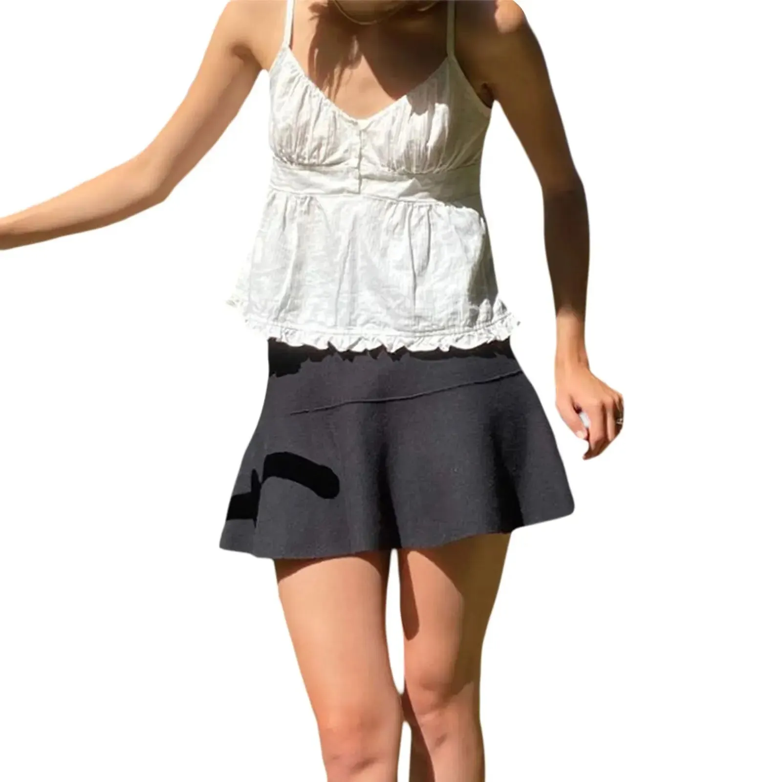 Obsidian Phoenix Retro Kawaii Ruffle Crop Top