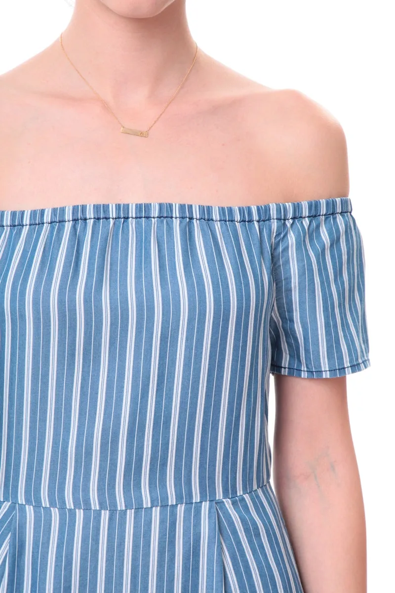 Off Shoulder Tencel™ Striped Dress