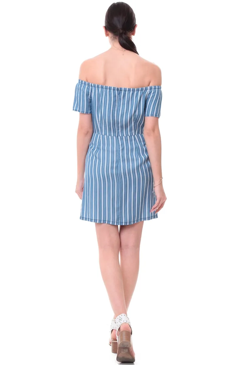 Off Shoulder Tencel™ Striped Dress