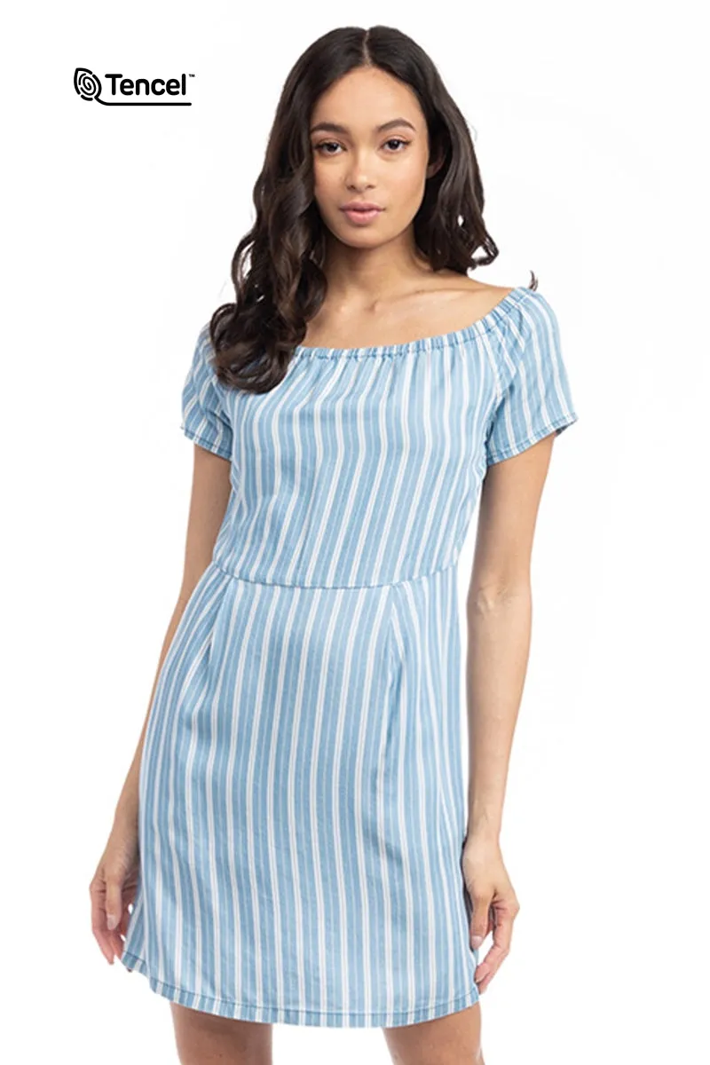 Off Shoulder Tencel™ Striped Dress