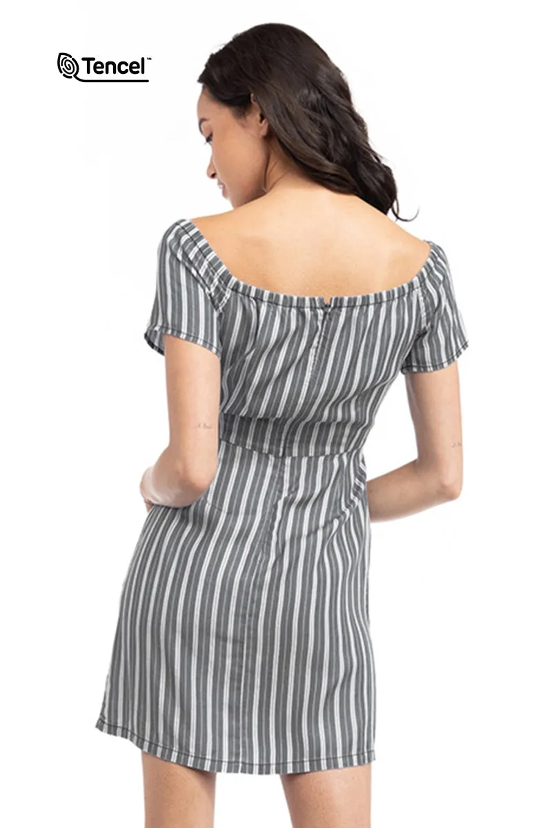 Off Shoulder Tencel™ Striped Dress