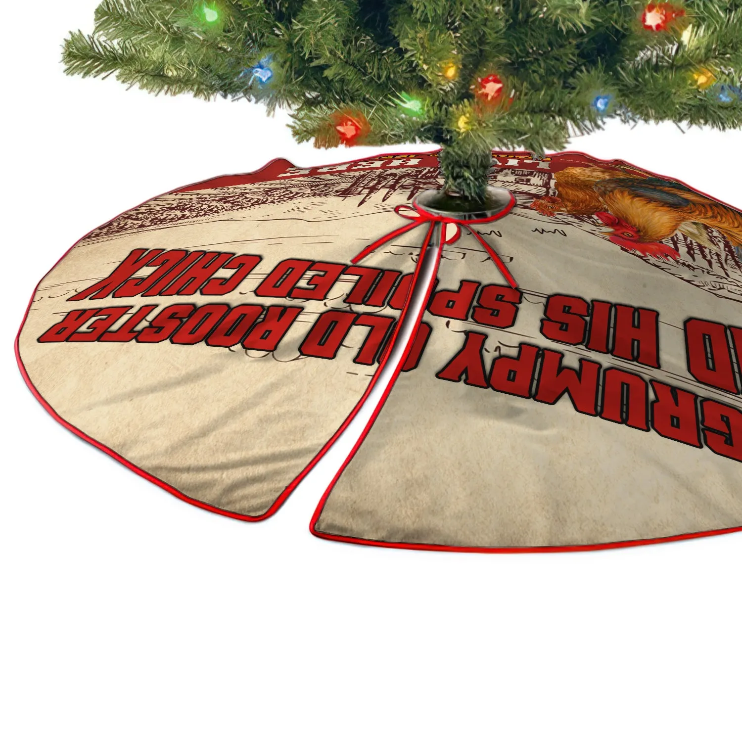 Old Rooster Christmas Tree Skirt - Fuly31