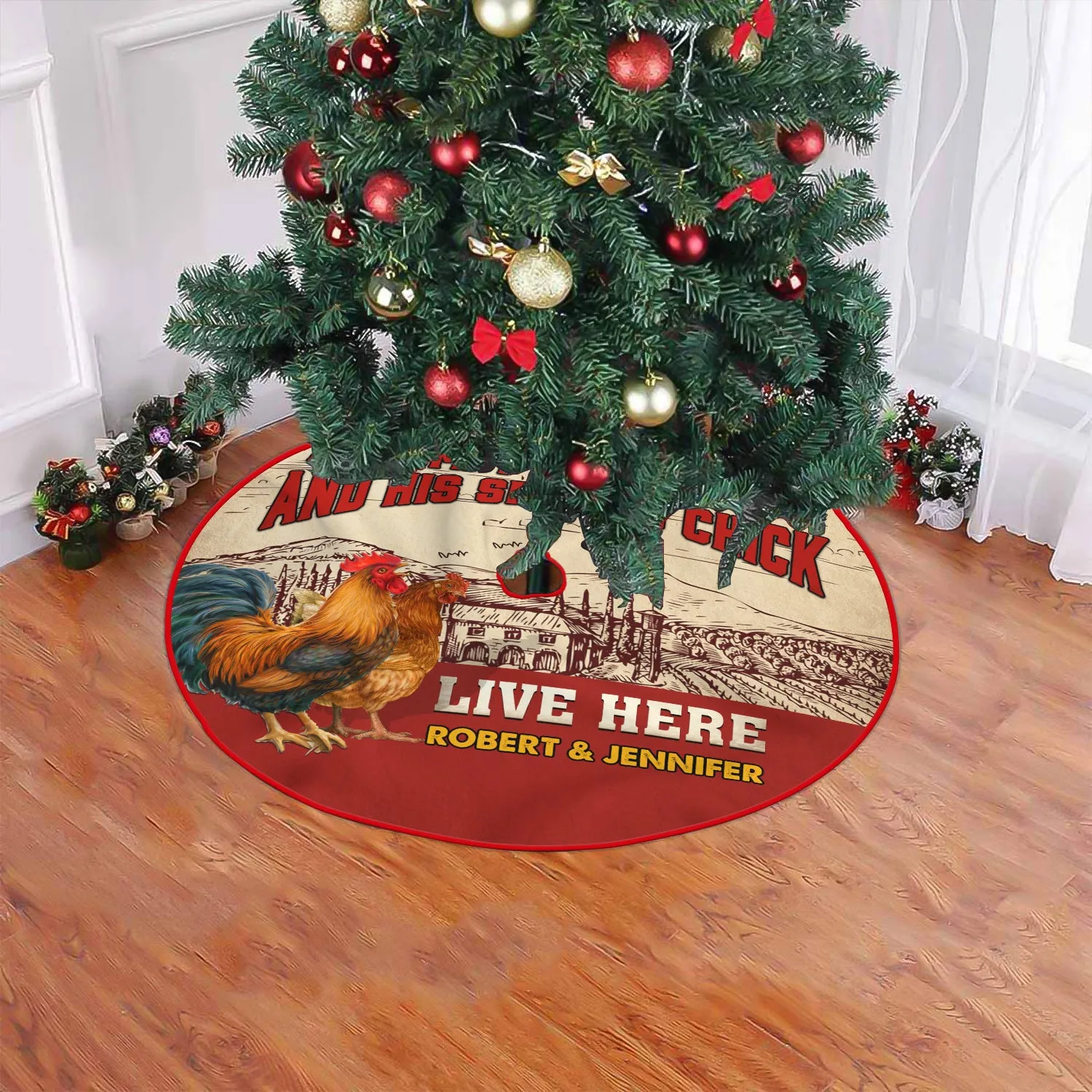 Old Rooster Christmas Tree Skirt - Fuly31