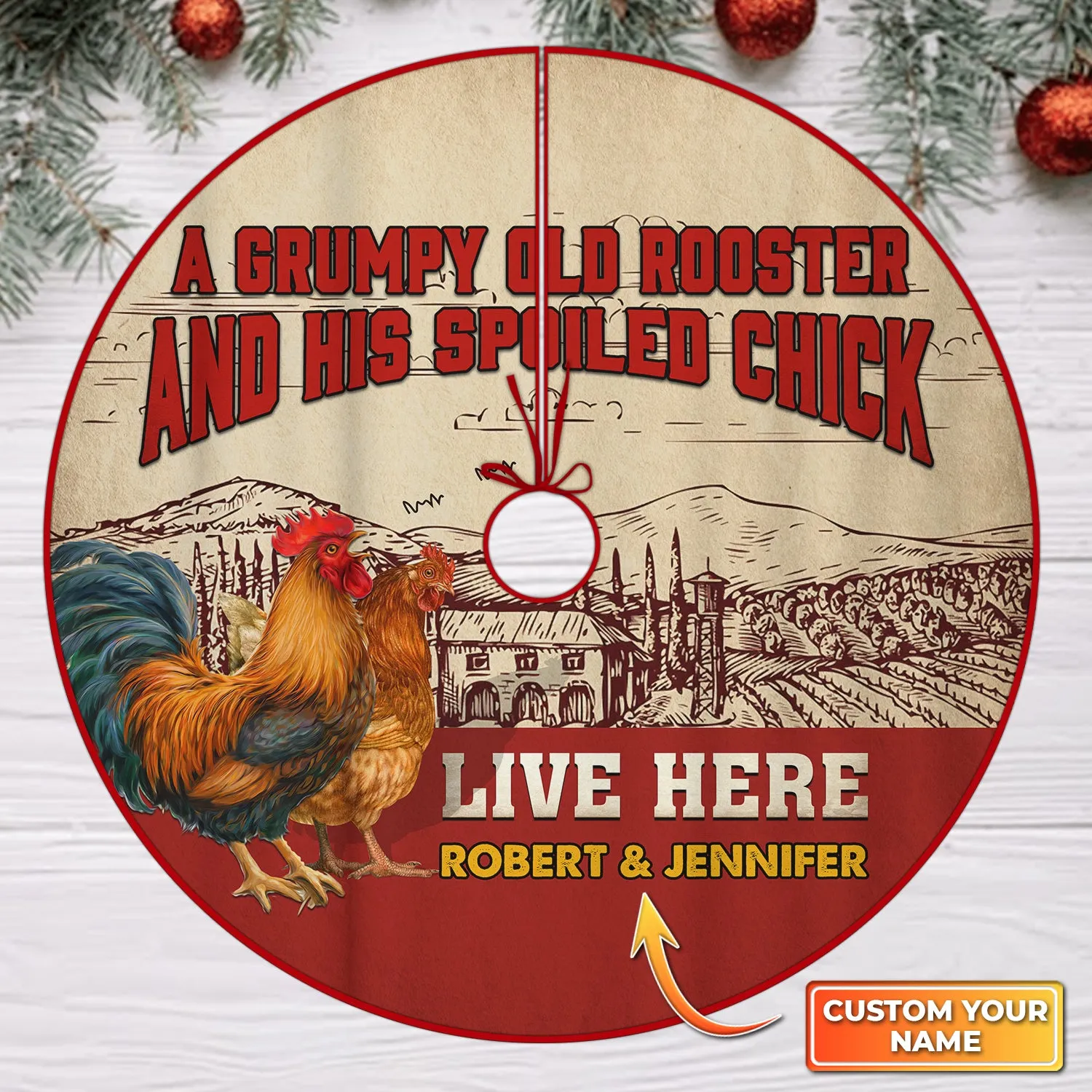 Old Rooster Christmas Tree Skirt - Fuly31