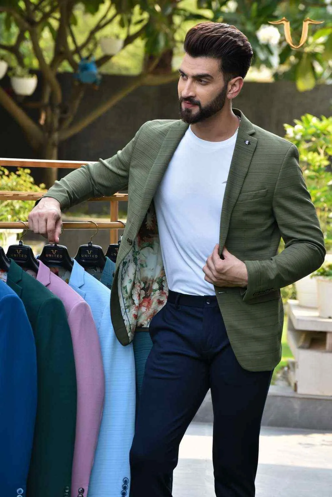 Olive Stretch Knitted Blazer