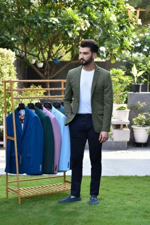 Olive Stretch Knitted Blazer