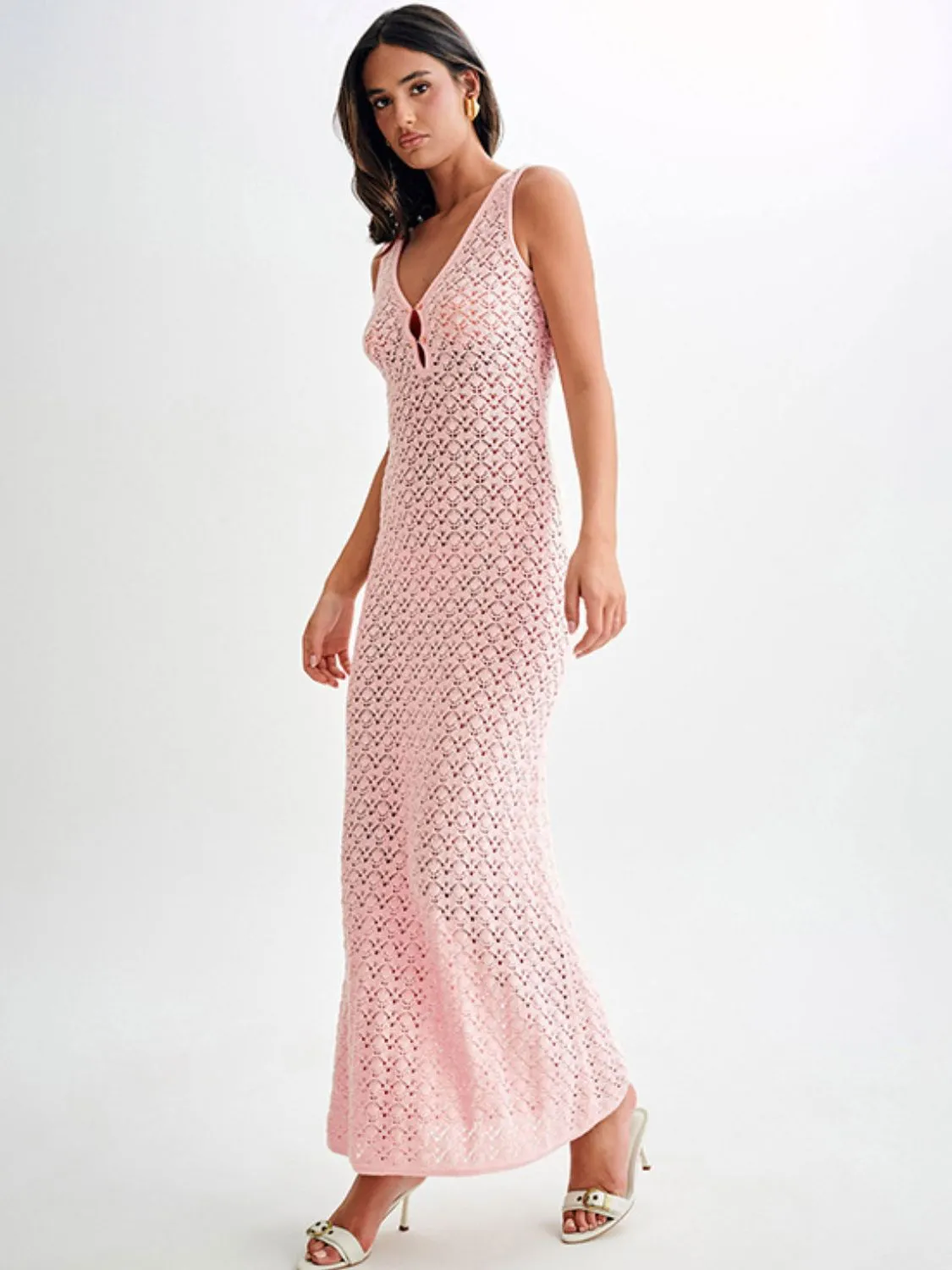 Openwork Sleeveless Maxi Dress