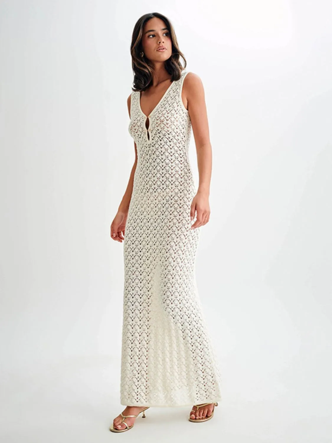 Openwork Sleeveless Maxi Dress