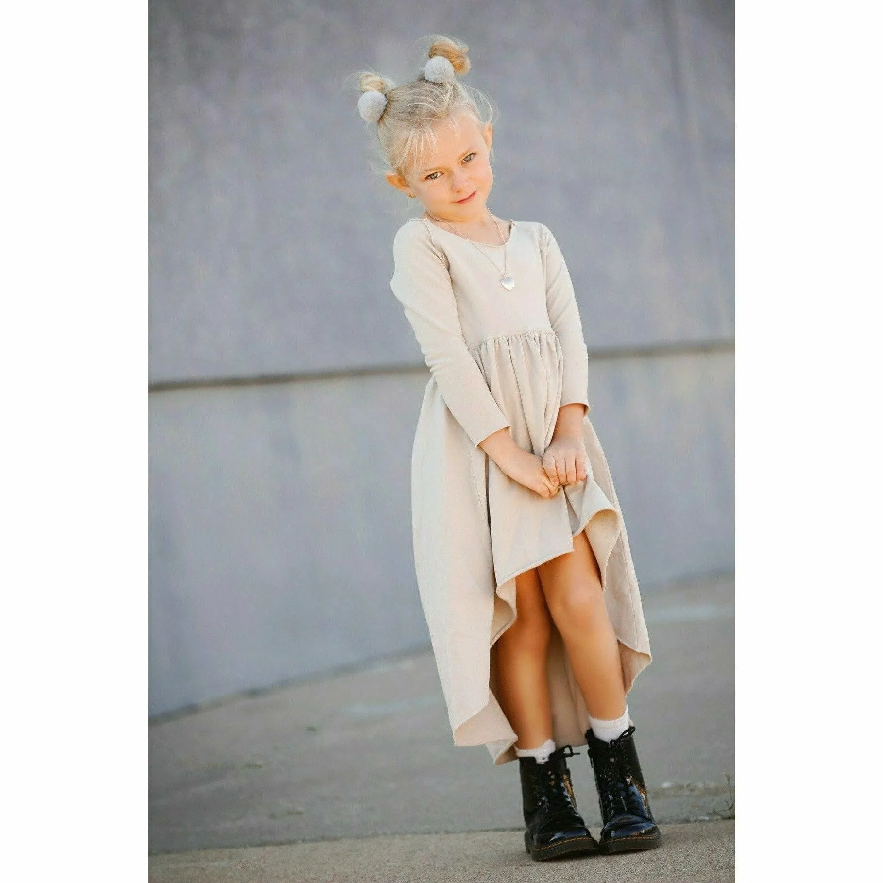 Organic Giselle Dress Long Sleeve Tan