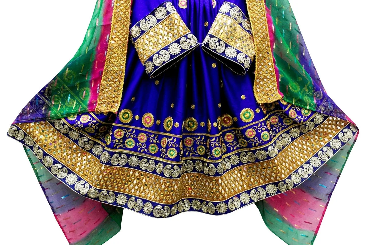 Persian Afghan Blue Dress With Mirrors Work
