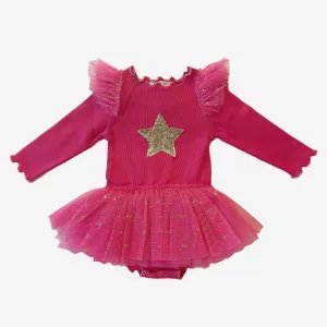 Petite Hailey Frill LS Baby Tutu - Magenta