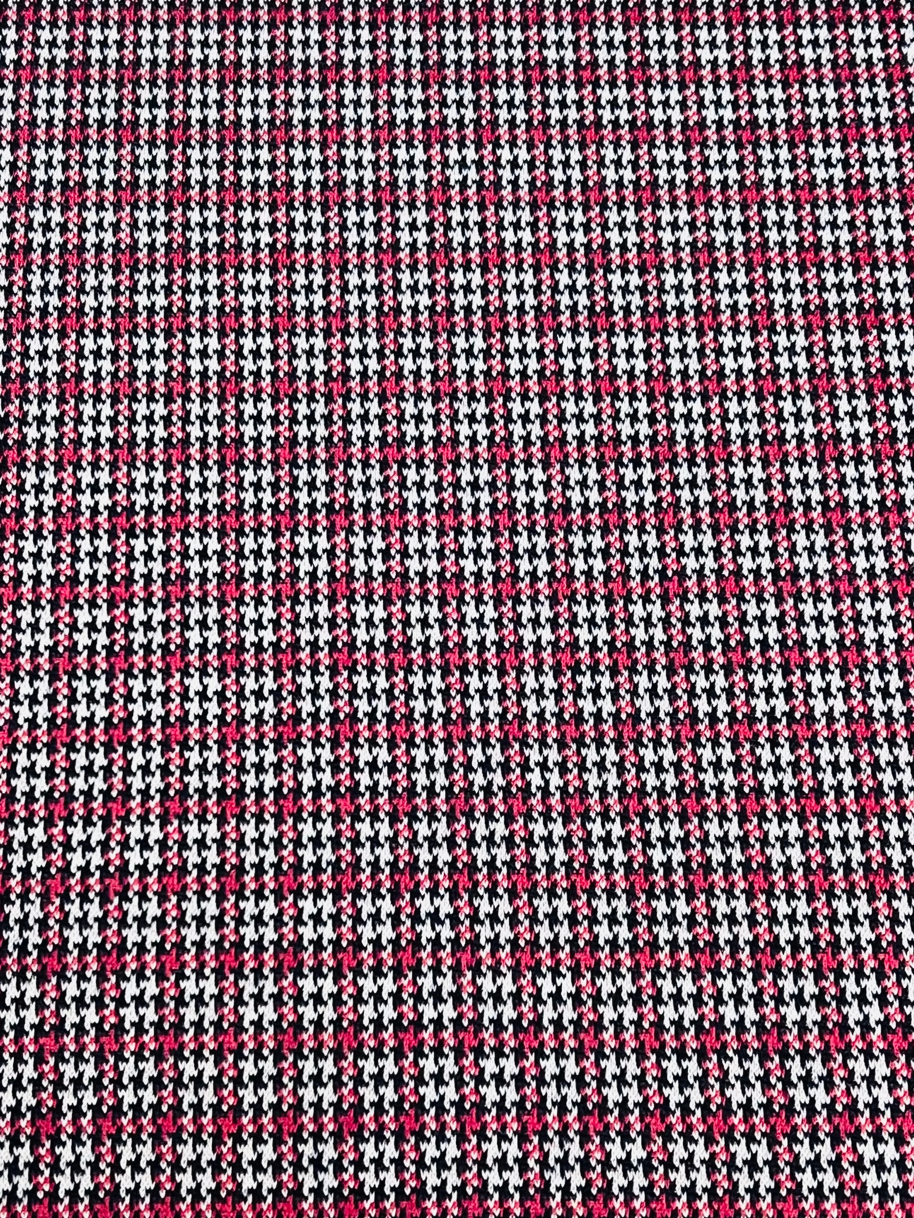 PINK HOUNDSTOOTH BRUSHED PONTE ROMA JERSEY PER METRE SALE