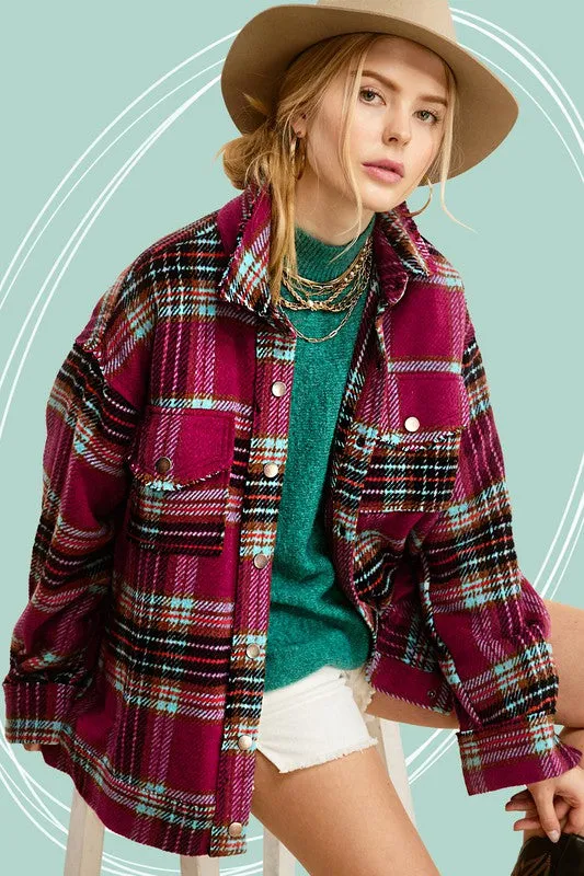 Plaid Button up Shirt Coat