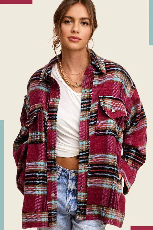 Plaid Button up Shirt Coat