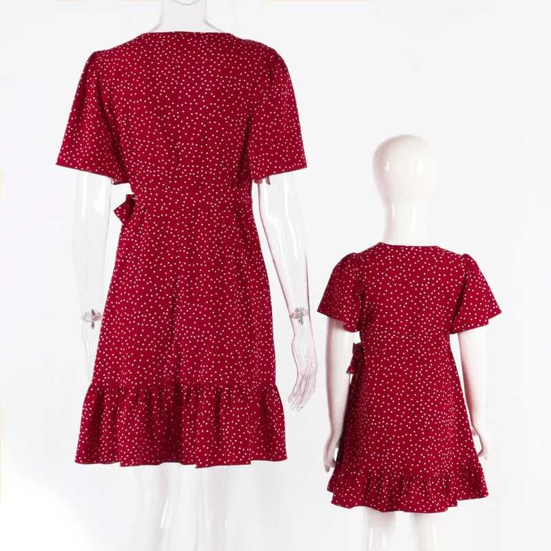 Polka Dot Red Dresses for Mom and Daughter