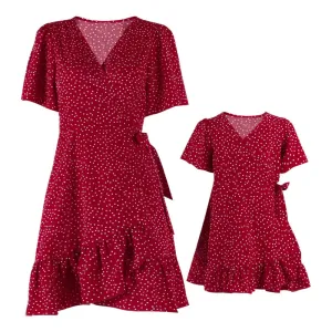 Polka Dot Red Dresses for Mom and Daughter