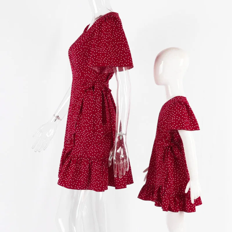 Polka Dot Red Dresses for Mom and Daughter
