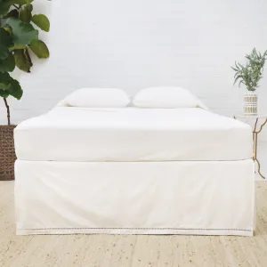 Pom Pom at Home Como Ivory Ladder Stitch Cotton Sateen Bedskirt ~ Available in Twin, Queen and King Sizes