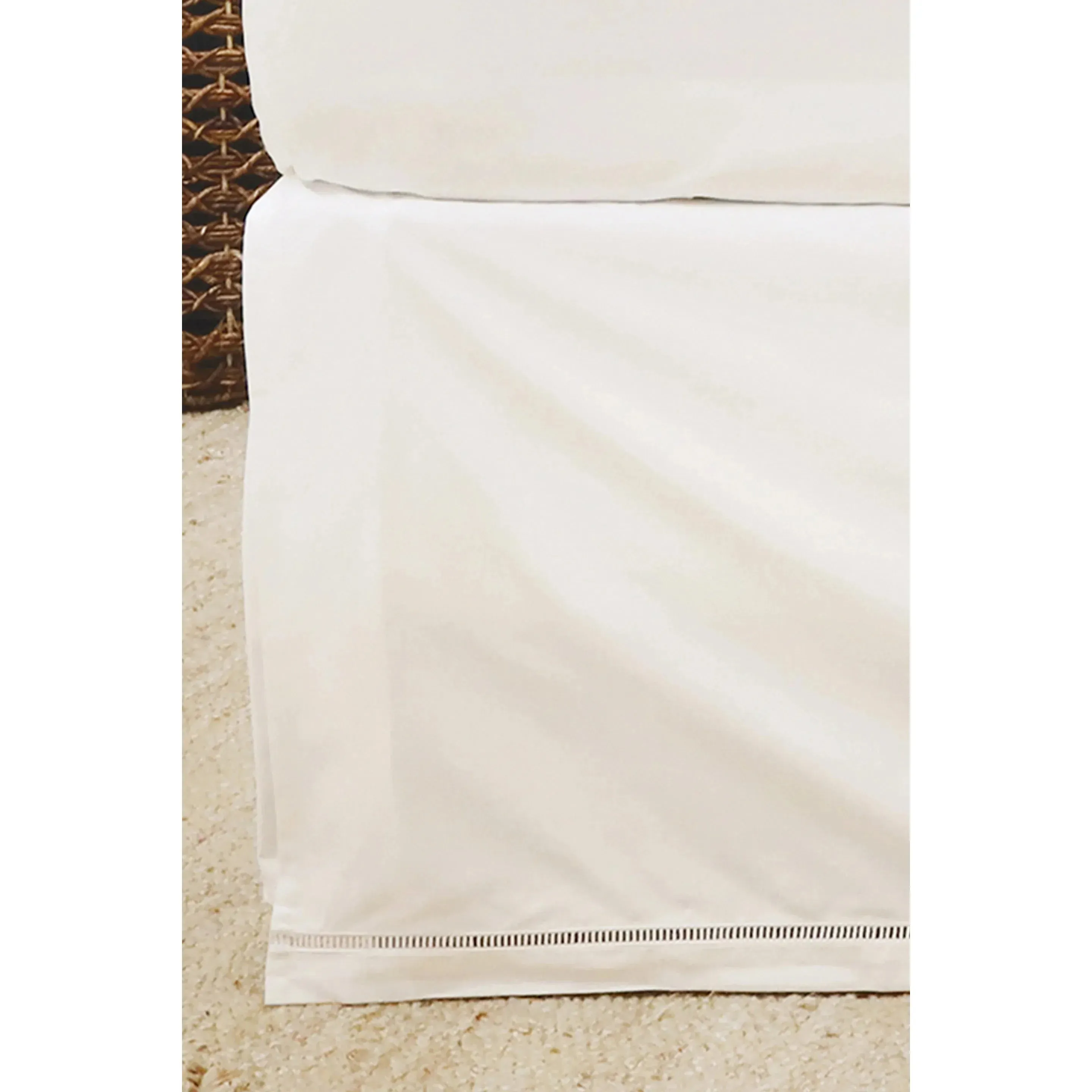 Pom Pom at Home Como Ivory Ladder Stitch Cotton Sateen Bedskirt ~ Available in Twin, Queen and King Sizes