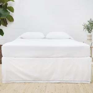Pom Pom at Home Como White Ladder Stitch Cotton Sateen Bedskirt ~ Available in Twin, Queen and King Sizes