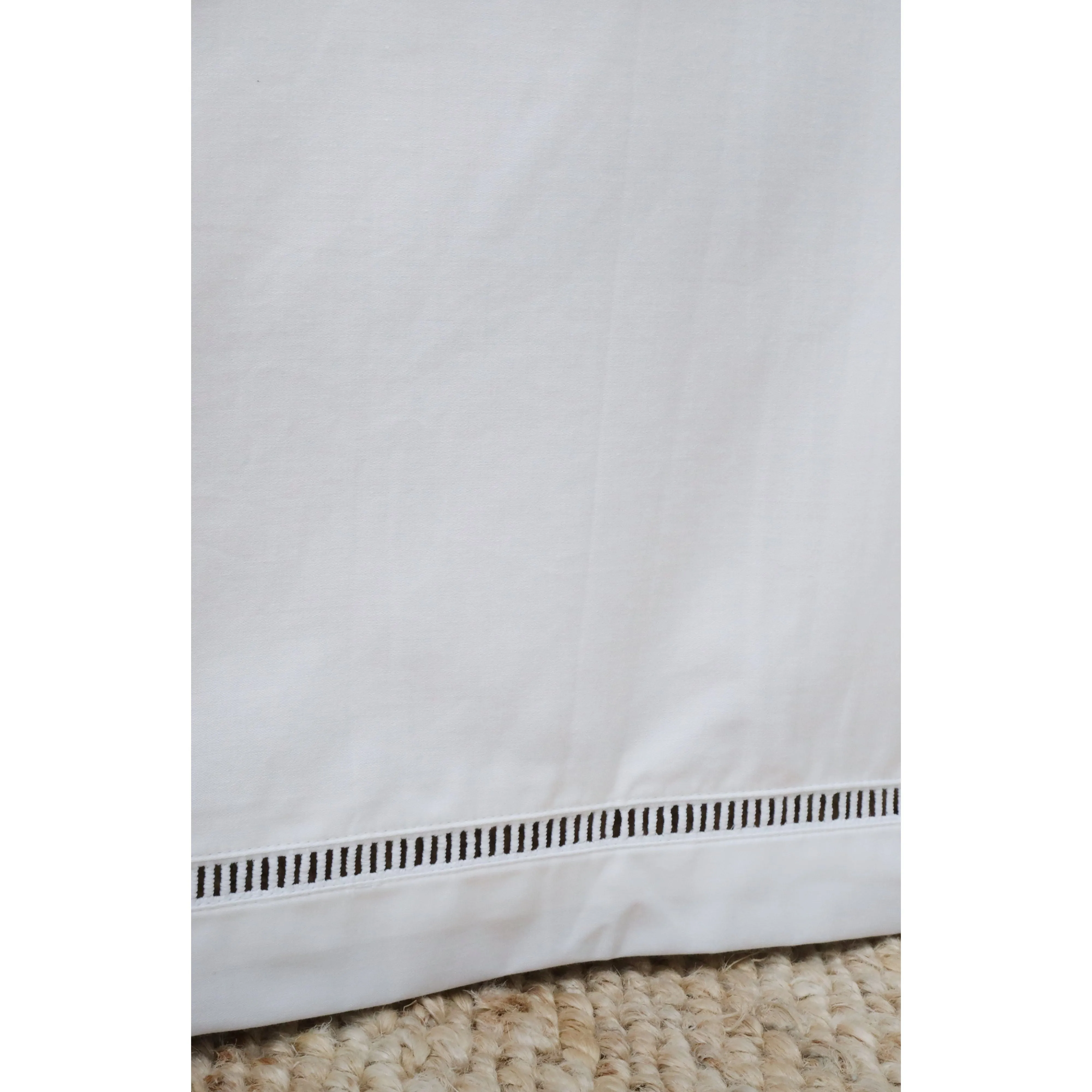 Pom Pom at Home Como White Ladder Stitch Cotton Sateen Bedskirt ~ Available in Twin, Queen and King Sizes
