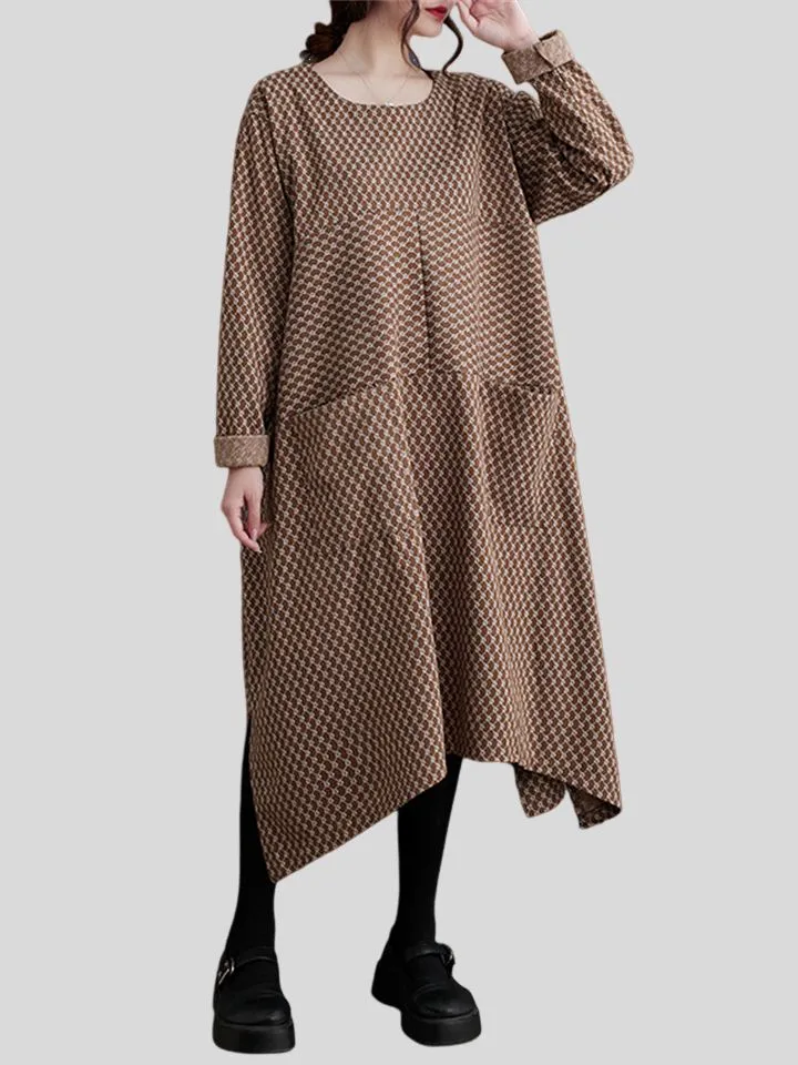 Popular Big Size Ultra Loose Printed Pocket Dress for Women