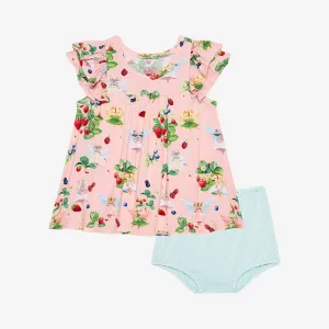 Posh Peanut Cap Sleeve Flutter Dress & Bloomer Set in Annabelle