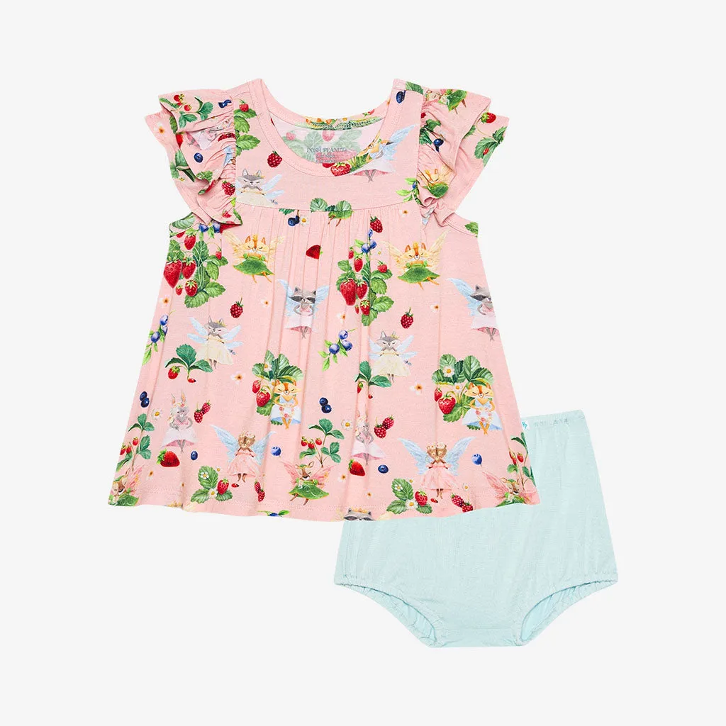 Posh Peanut Cap Sleeve Flutter Dress & Bloomer Set in Annabelle
