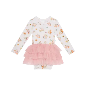 Posh Peanut Long Sleeve Girls Tulle Skirt Bodysuit in Clemence