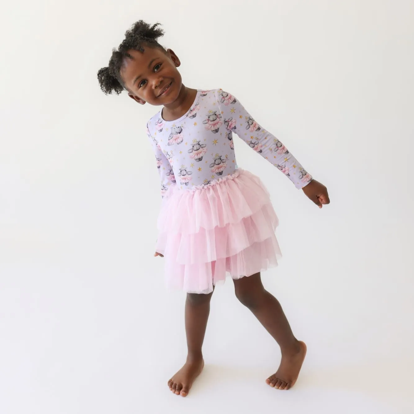 Posh Peanut Philomena Long Sleeve Tulle Tiered Dress