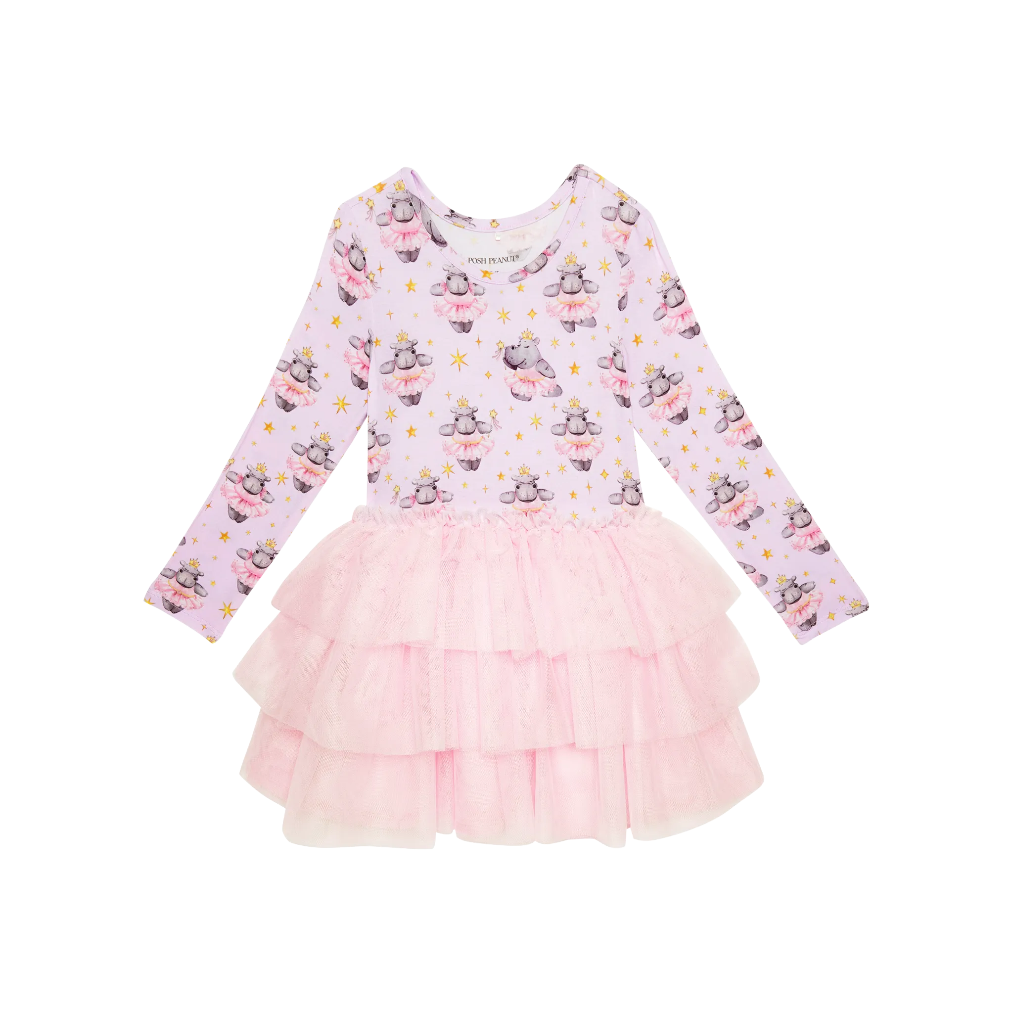 Posh Peanut Philomena Long Sleeve Tulle Tiered Dress
