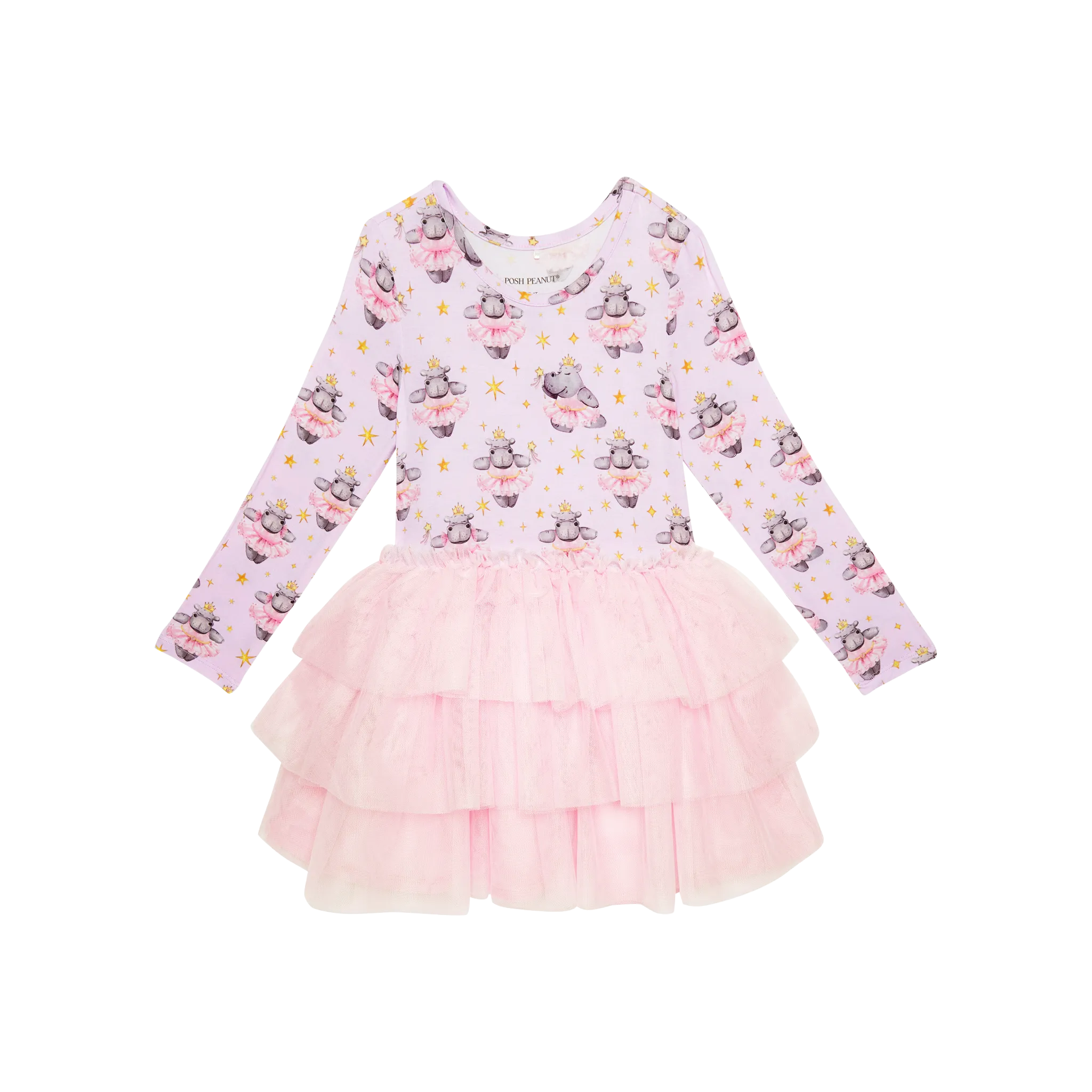 Posh Peanut Philomena Long Sleeve Tulle Tiered Dress